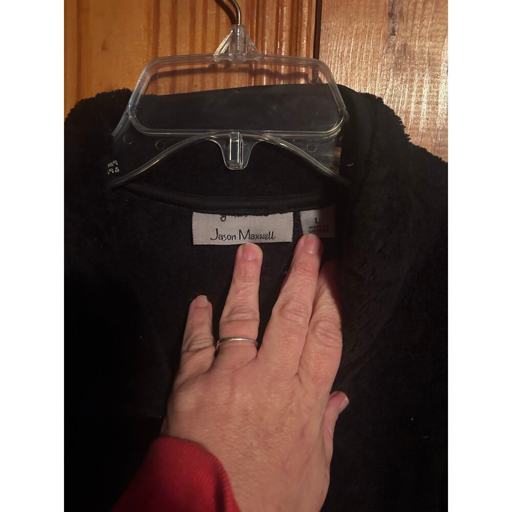 Jason Maxwell women’s fleece jacket black full zip cotton size large - Picture 7 of 8